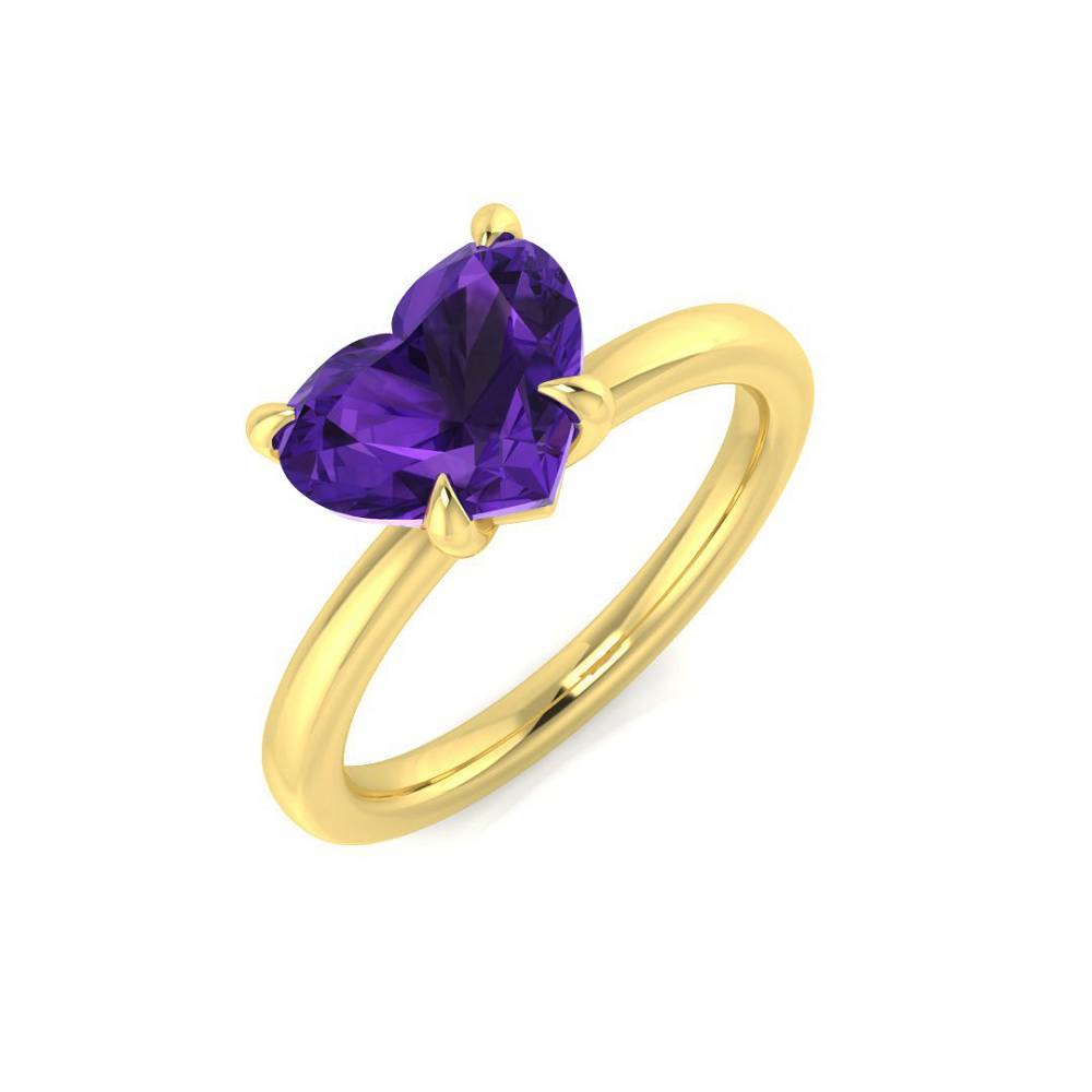 Heart Shaped Amethyst Solitaire Ring Image