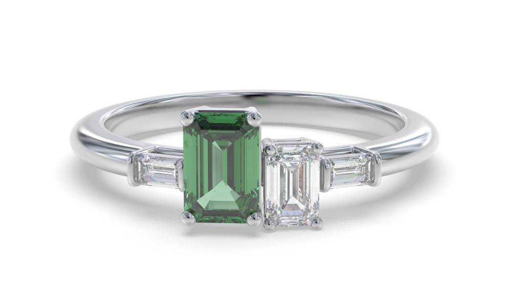 0.40ct EF/VS Emerald and Diamond Designer Ring W