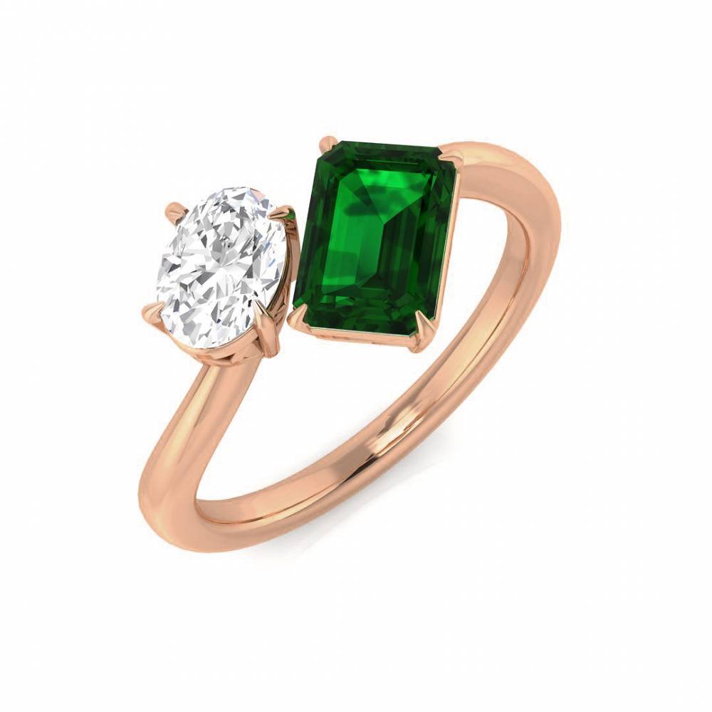 1.45ct EF/VS Designer Set Emerald & Diamond Gemstone Ring Image