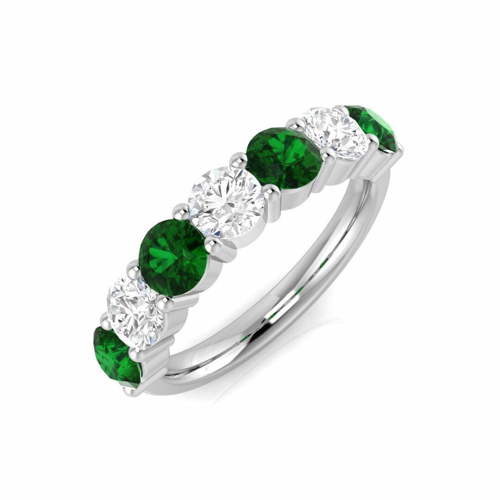 2.00ct EF/VS Emerald & Diamond Half Eternity Gemstone Ring Image