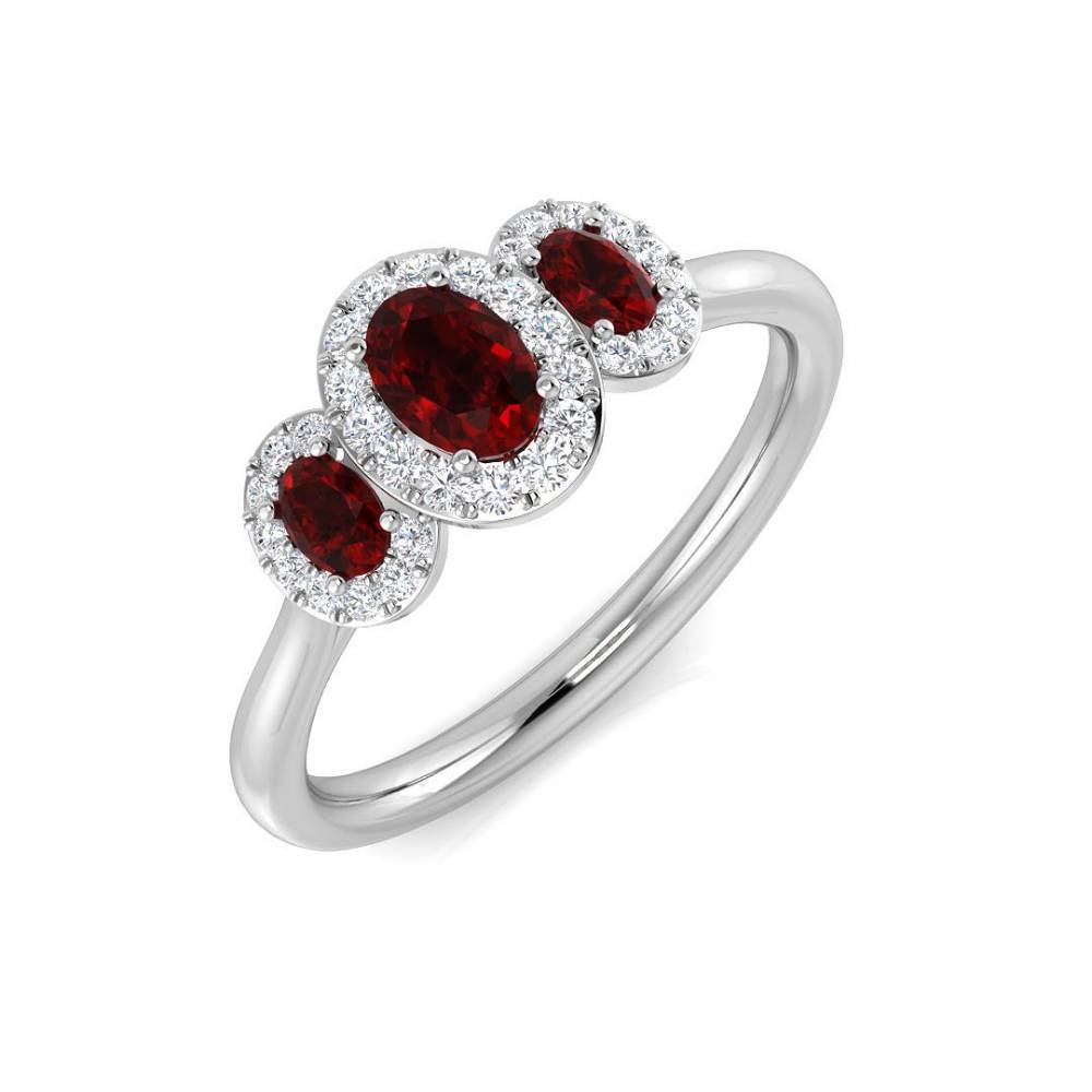Round Diamond and Oval Ruby Trilogy Ring Image