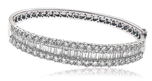 Elegant Encrusted Round/Baguette Diamond Set Bangle W