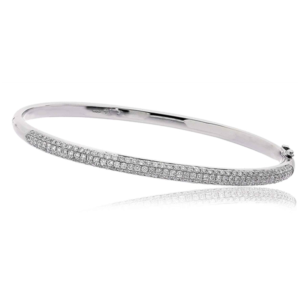 Elegant Encrusted Round Diamond Set Bangle W