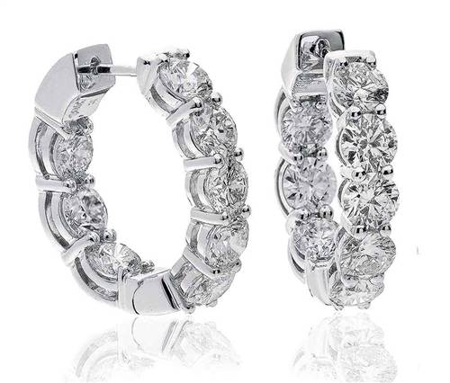 Elegant Round Diamond Hoop Earrings W