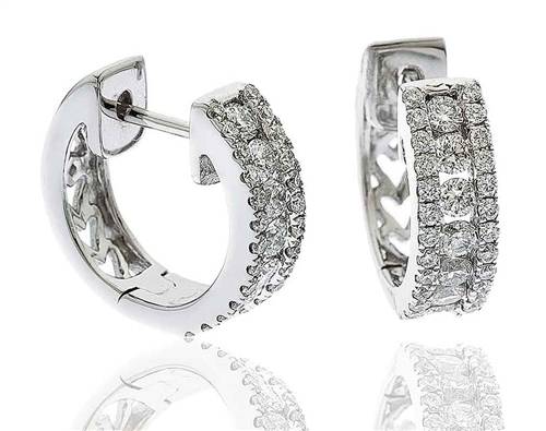 0.70ct Elegant Round Diamond Hoop Earrings W