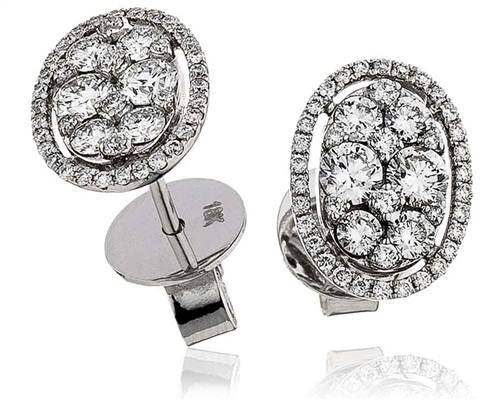 Modern Round Diamond Cluster Earrings P