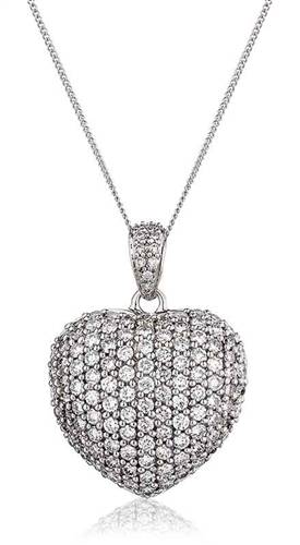Classic Ecrusted Round Diamond Heart Pendant P
