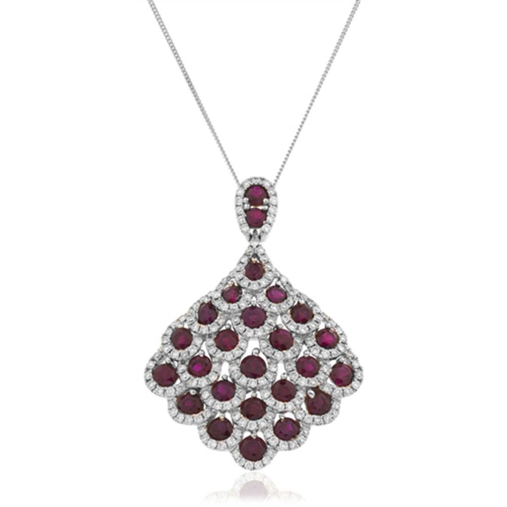 Round Ruby & Diamond Pendant W