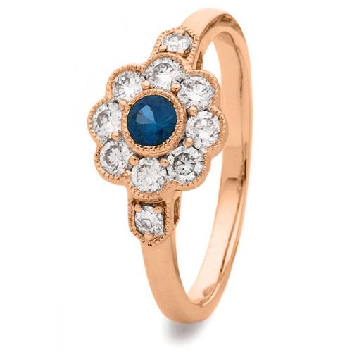 0.60ct Blue Sapphire & Diamond Halo Ring Image
