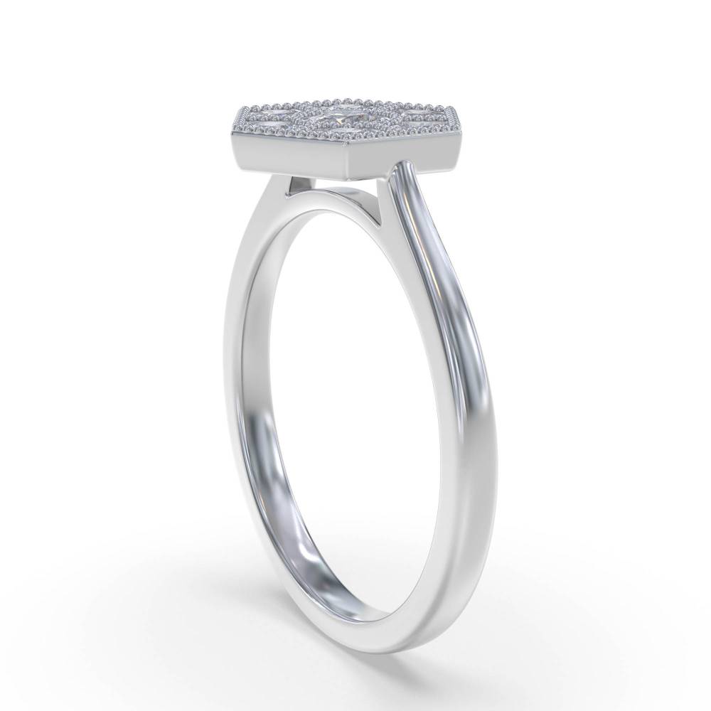 0.40ct Hexagon Round Diamond Cluster Ring set in White Gold