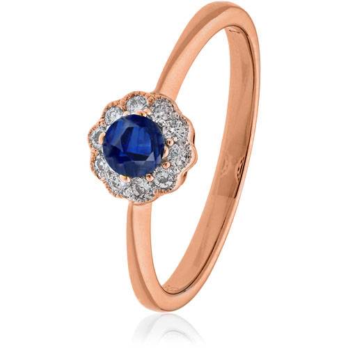 0.30ct Blue Sapphire & Diamond Halo Ring Image