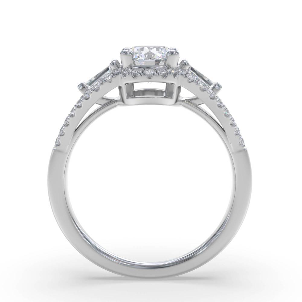 1.10ct Modern Round Diamond Trilogy Halo Ring W