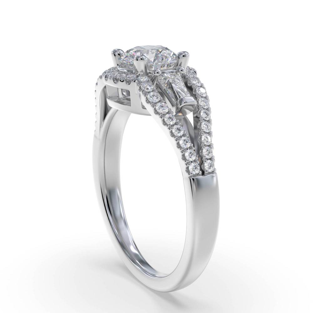 1.10ct Modern Round Diamond Trilogy Halo Ring W