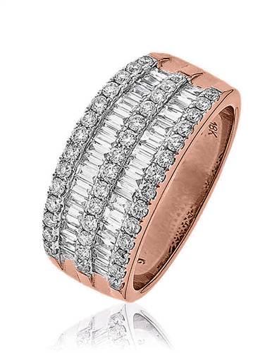 1.10ct Round & Baguette Diamond Multi Row Dress Ring Image
