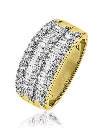 1.10ct Round & Baguette Diamond Multi Row Dress Ring Image