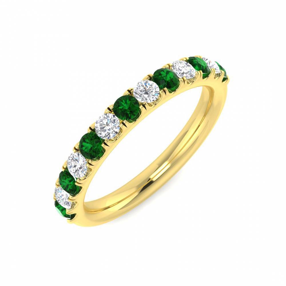0.60ct EF/VS Emerald & Diamond Half Eternity Gemstone Ring Image