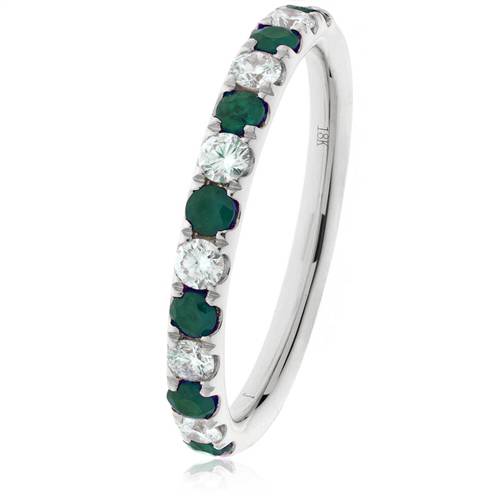 1.10ct Green Emerald And Diamond Eternity Ring P