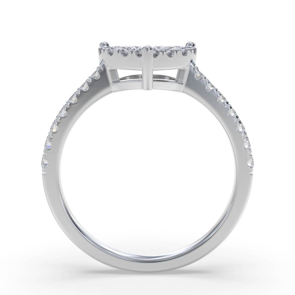 0.50ct Modern Pear Shaped Round Diamond Cluster Ring set in White Gold