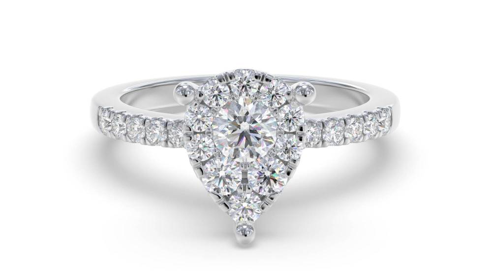 0.50ct Modern Pear Shaped Round Diamond Cluster Ring W