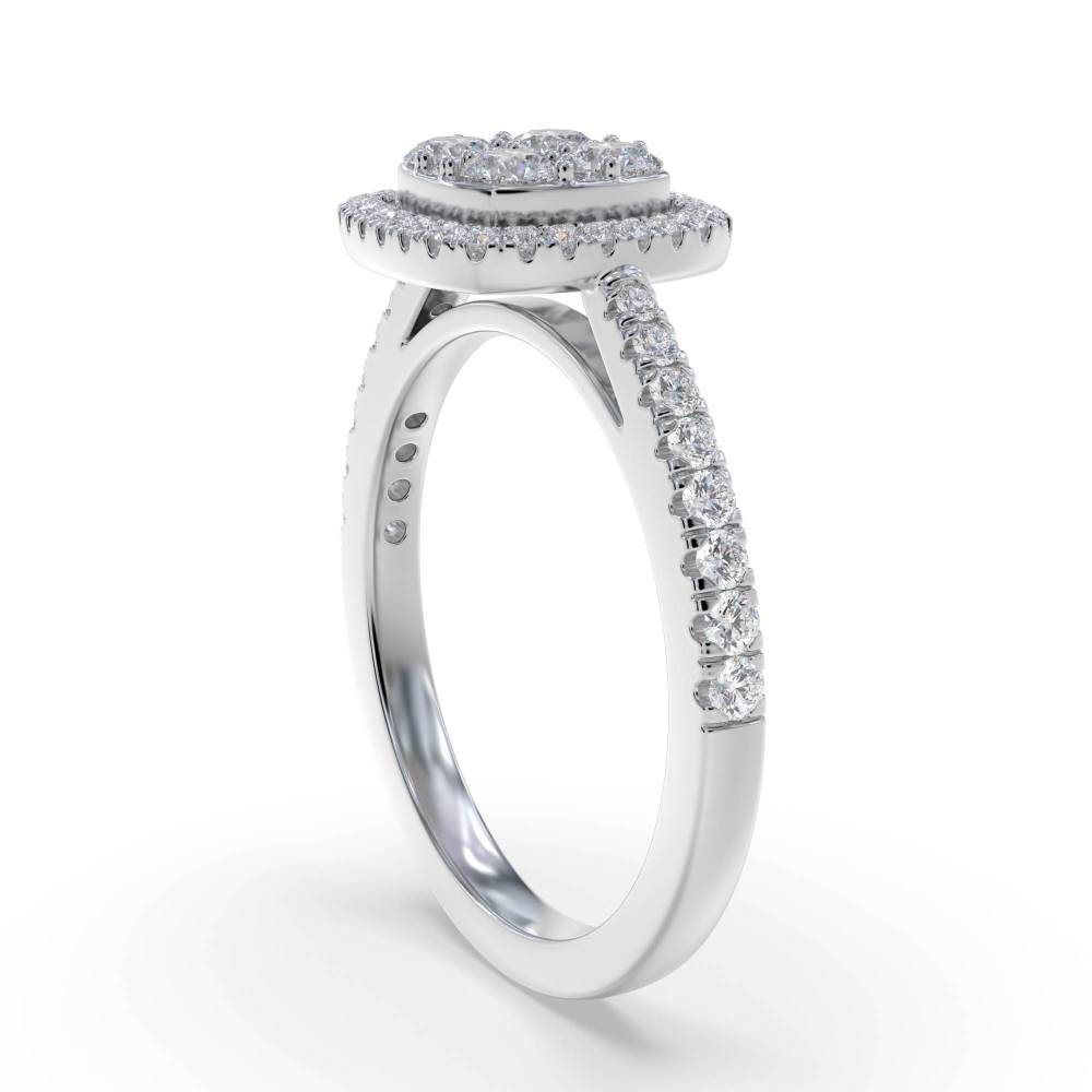 0.60ct Modern Round Diamond Halo Cluster Ring set in White Gold