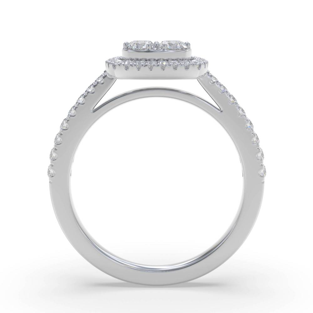 0.60ct Modern Round Diamond Halo Cluster Ring set in White Gold