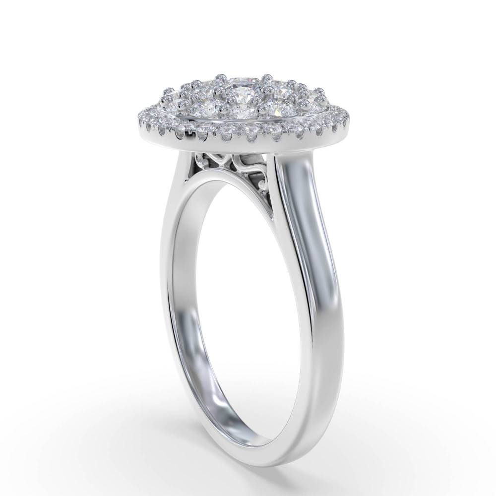 0.90ct Elegant Round Diamond Cluster Ring W