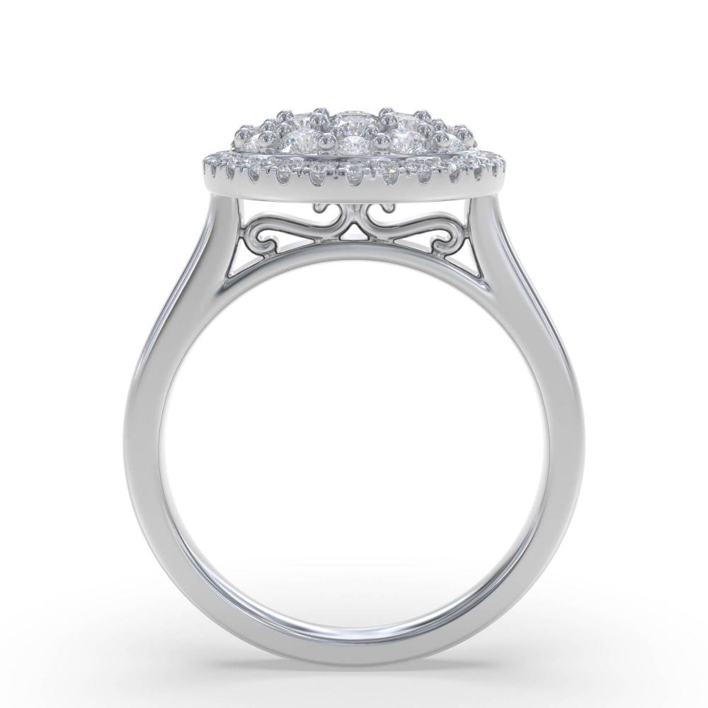 0.90ct Elegant Round Diamond Cluster Ring W