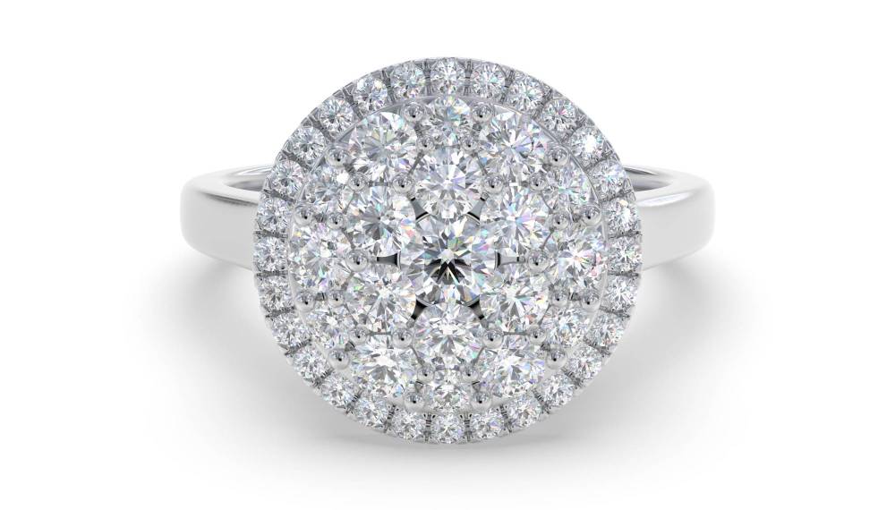 0.90ct Elegant Round Diamond Cluster Ring W