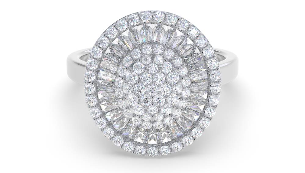 2.00ct Elegant Round Diamond Cluster Ring set in White Gold