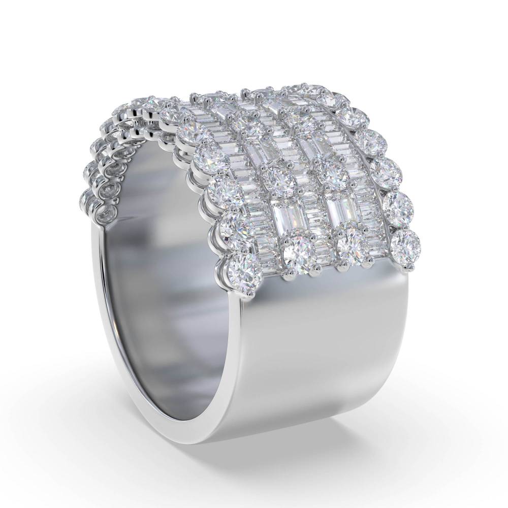 3.00ct Round & Baguette Diamond Multi Row Dress Ring W