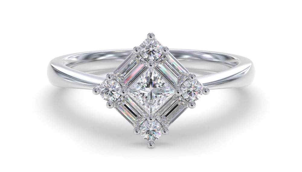 0.50ct Elegant Round Diamond Cluster Ring W