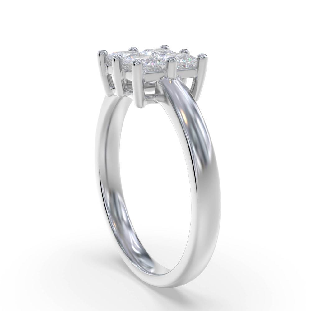 0.50ct Elegant Princess Diamond Cluster Ring set in White Gold