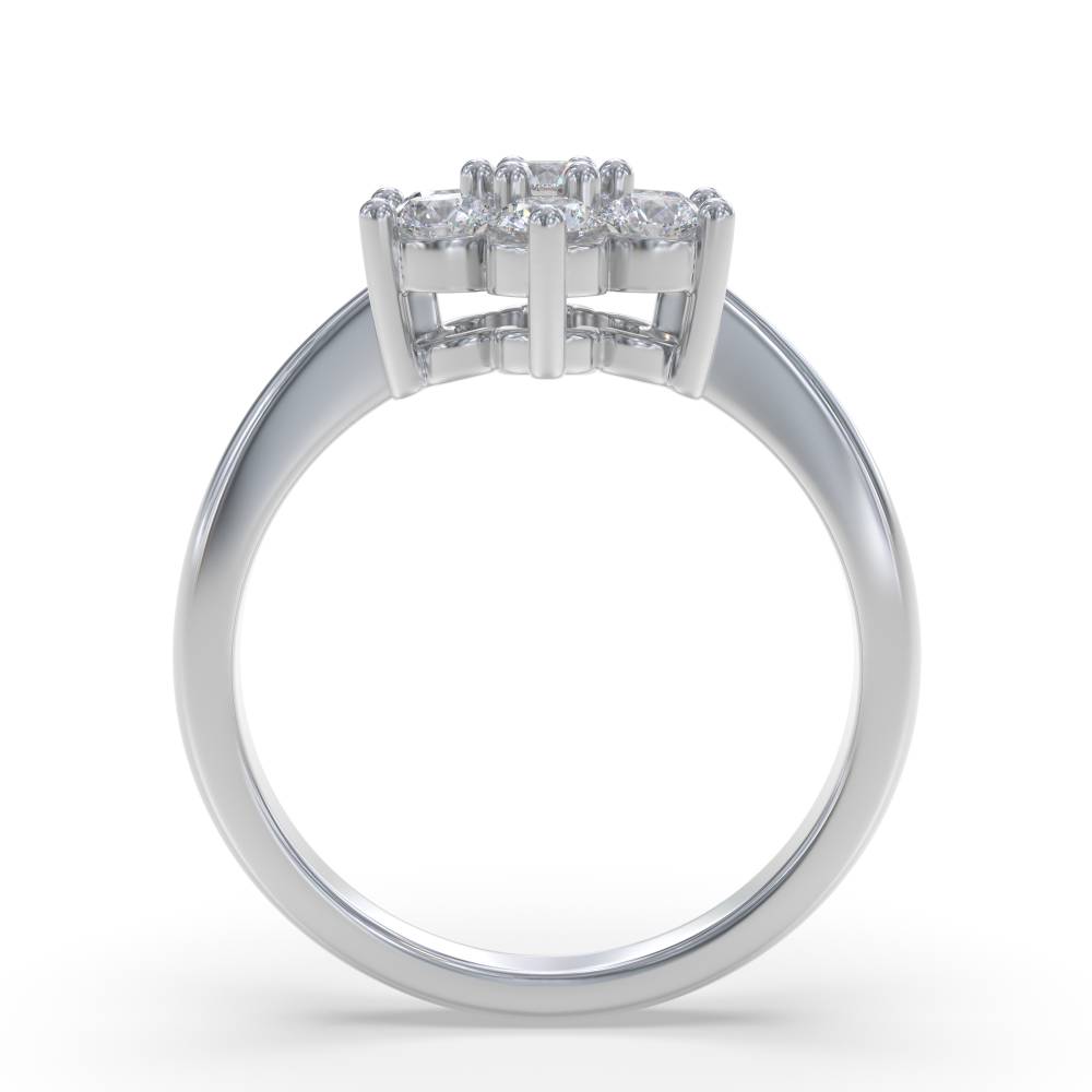 2.00ct Modern Flower Round Diamond Cluster Ring set in White Gold