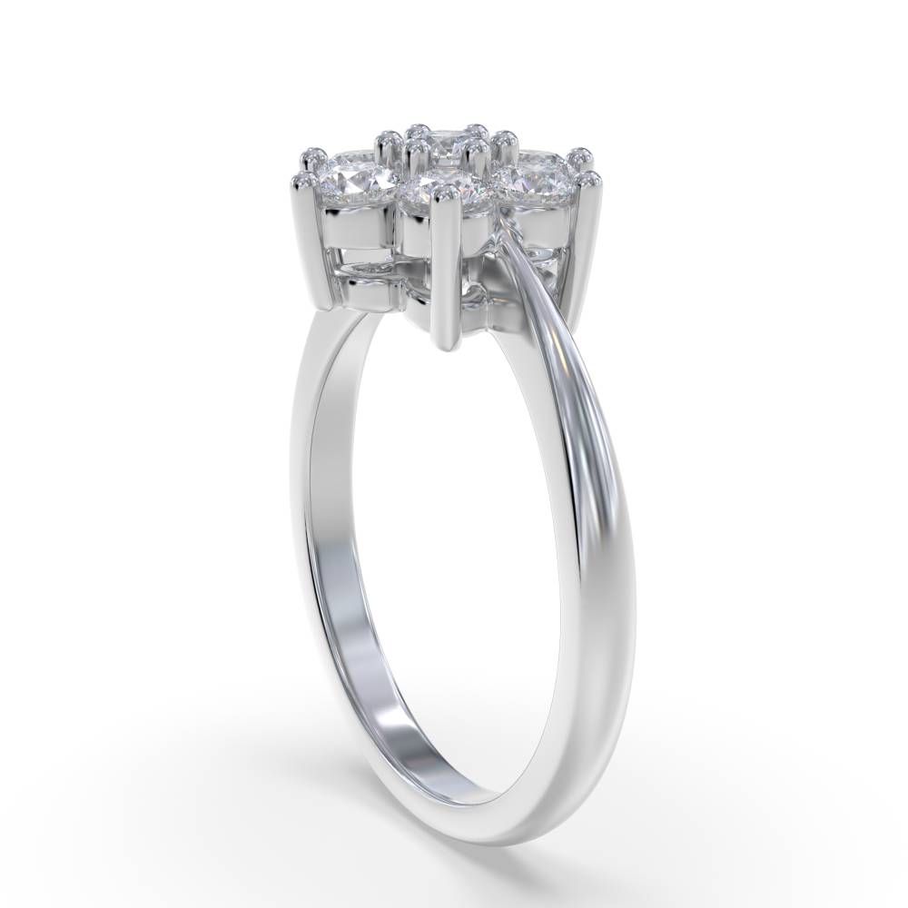 2.00ct Modern Flower Round Diamond Cluster Ring set in White Gold