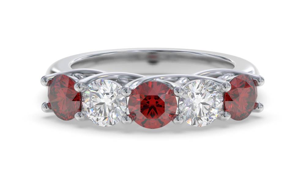 0.50ct Red Ruby And Diamond Eternity Ring W