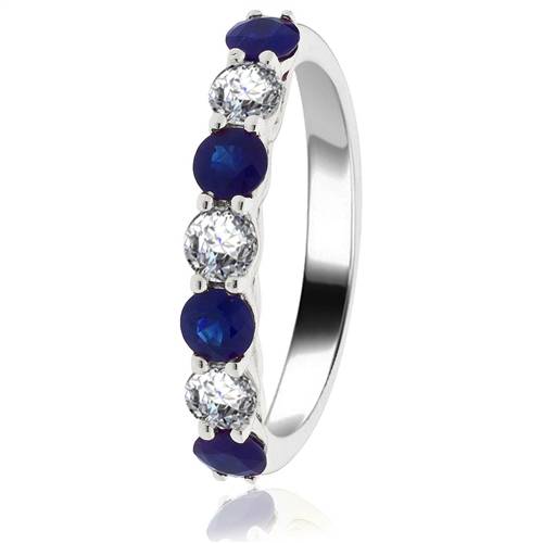 0.50ct Blue Sapphire & Diamond Eternity Ring W