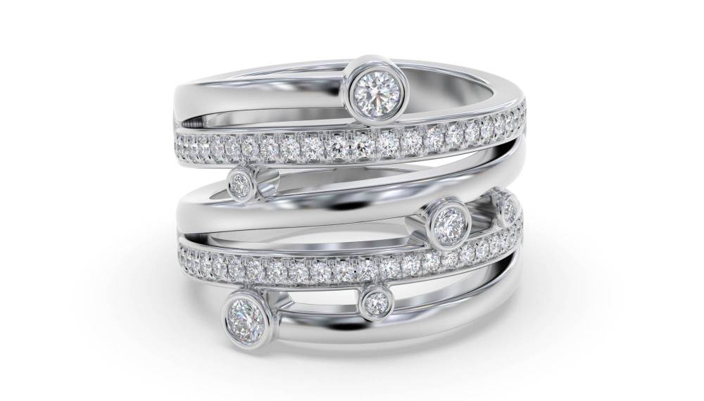 0.40ct Elegant Swirl Round Diamond Dress Ring W