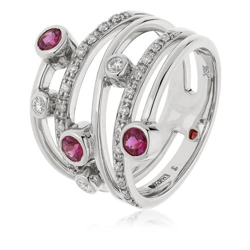 0.70ct Red Ruby & Diamond Dress Ring W