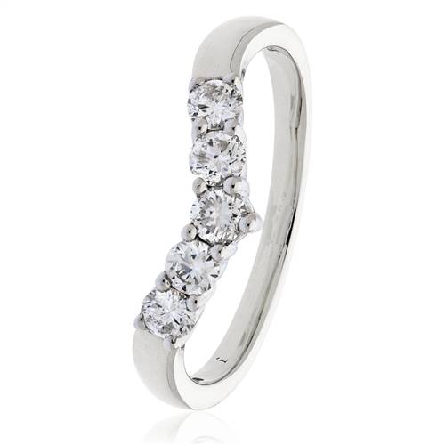 0.45ct VS/FG Round 5 Stone Diamond Ring set in White Gold