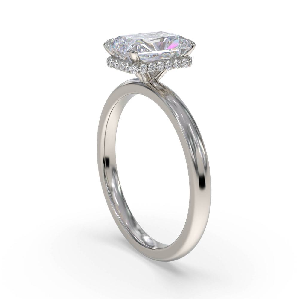 Radiant Diamond Hidden Halo Ring set in Platinum