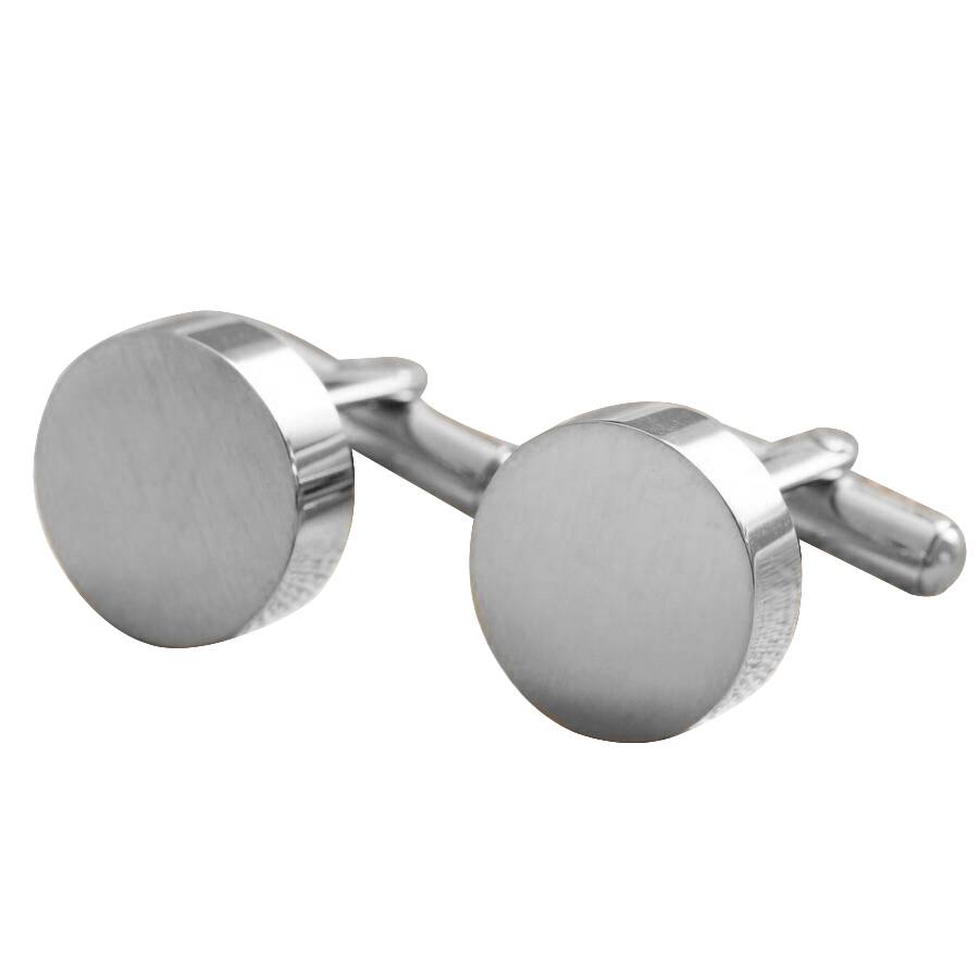 Brushed Finish Round Cufflinks in Gold W