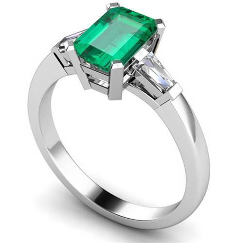 Emerald & Baguette Diamond Trilogy Ring
 Image