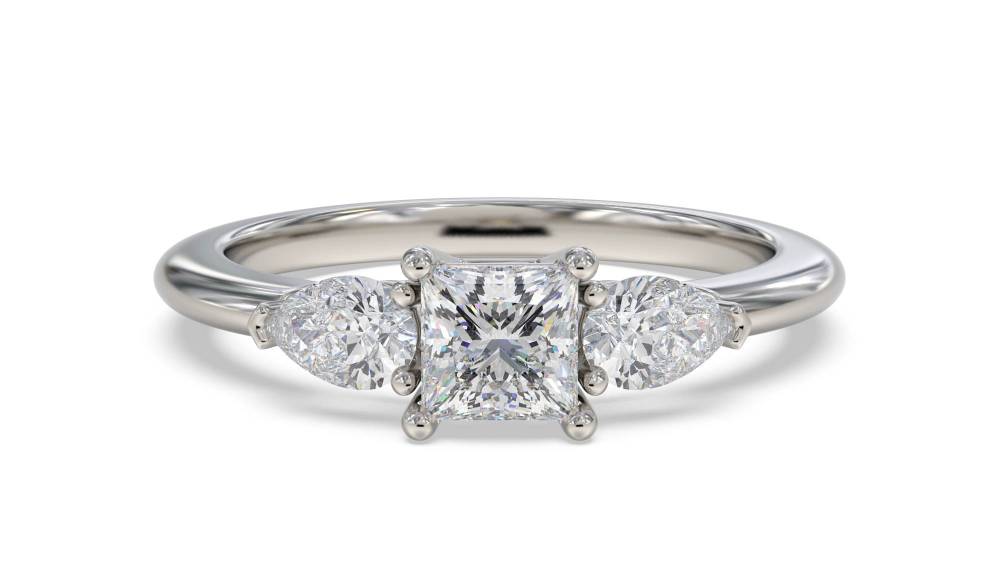 Elegant Princess & Pear Diamond Trilogy Ring P