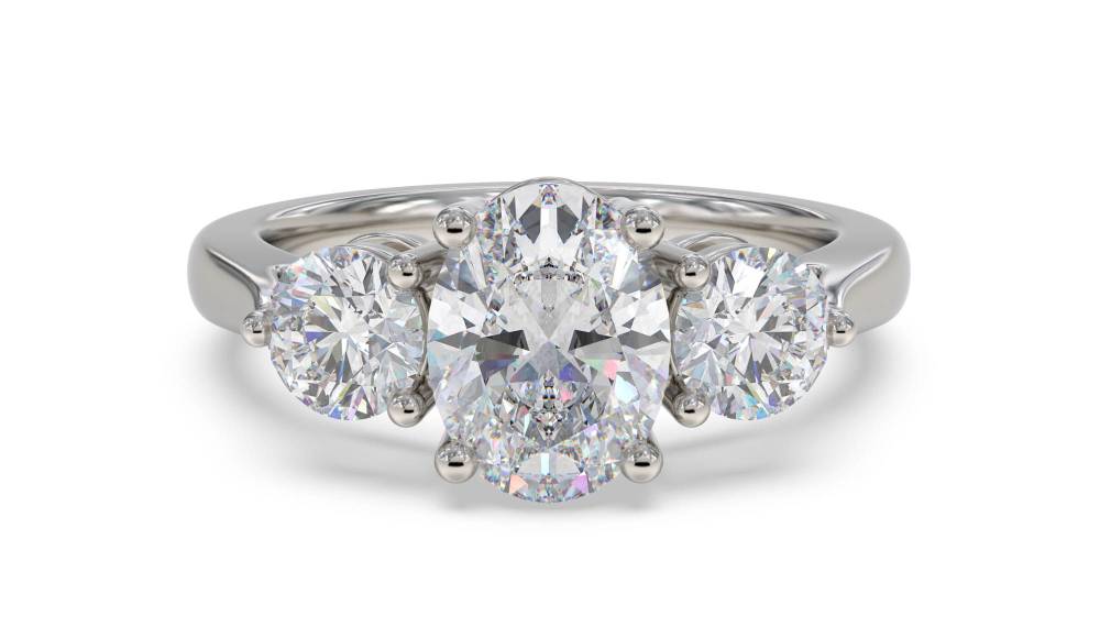 Elegant Oval & Round Diamond Trilogy Ring P