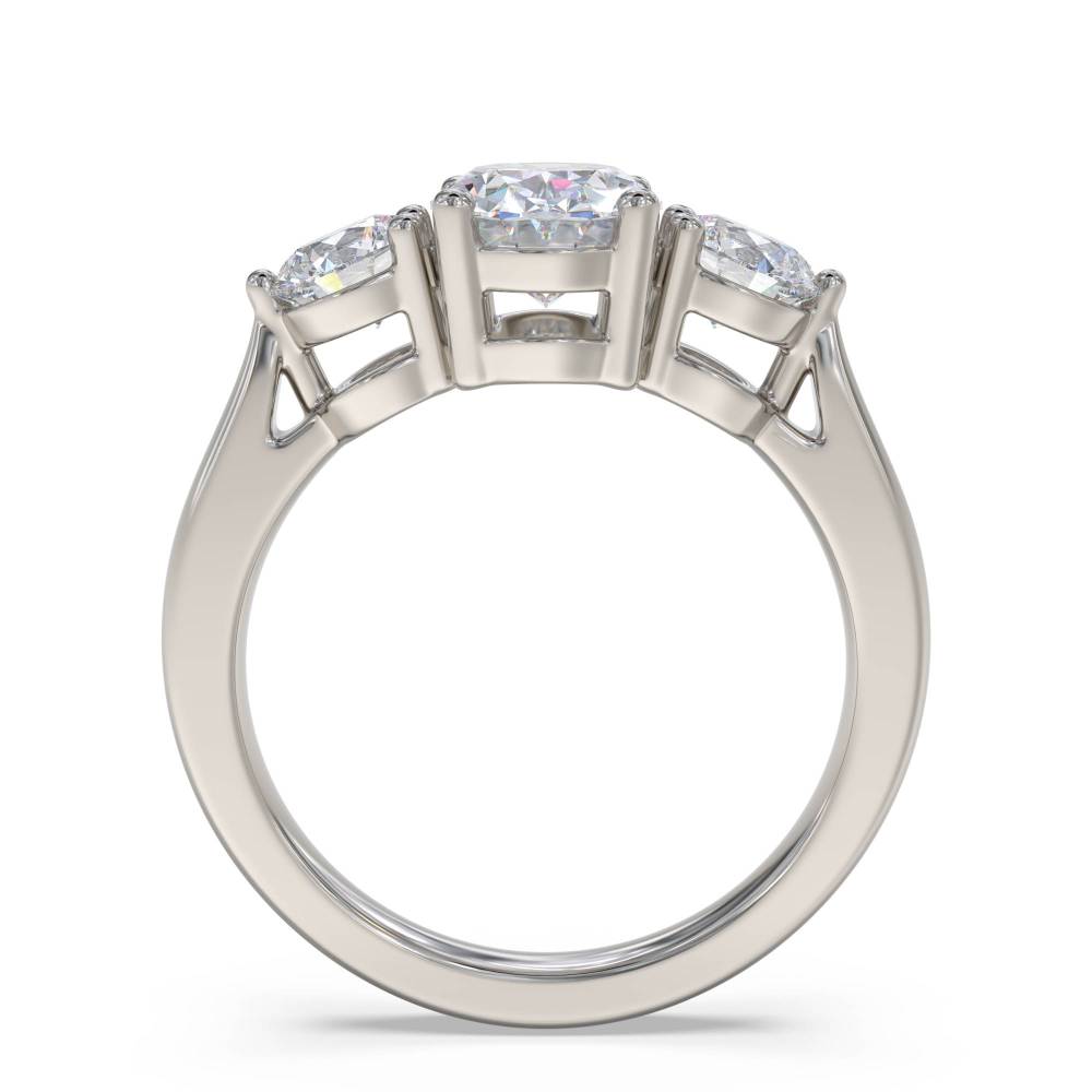 Elegant Oval & Round Diamond Trilogy Ring P