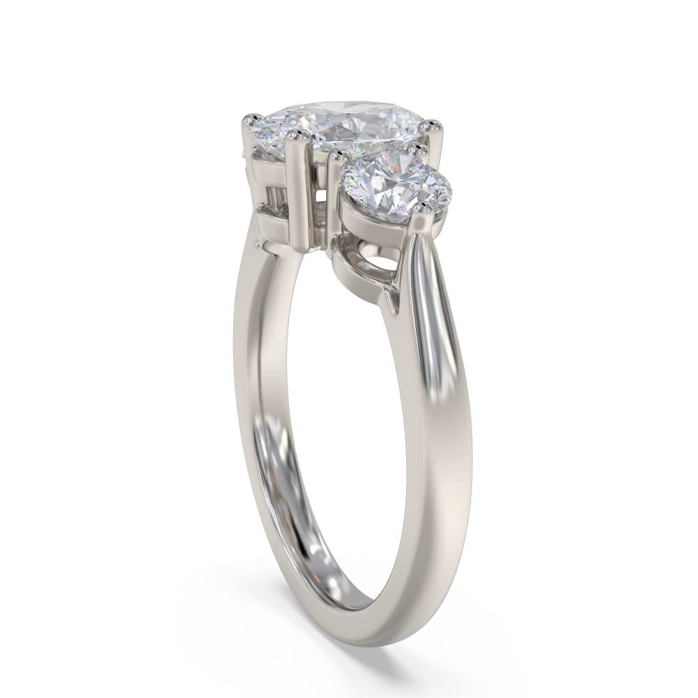 Elegant Oval & Round Diamond Trilogy Ring P