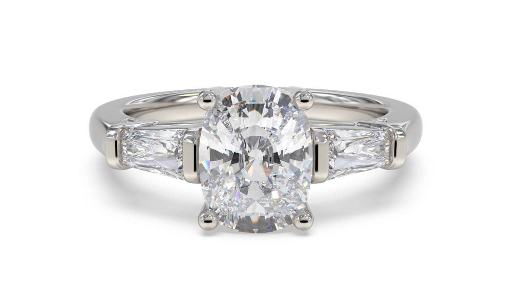 Classic Cushion And Round Diamond Trilogy Ring Image