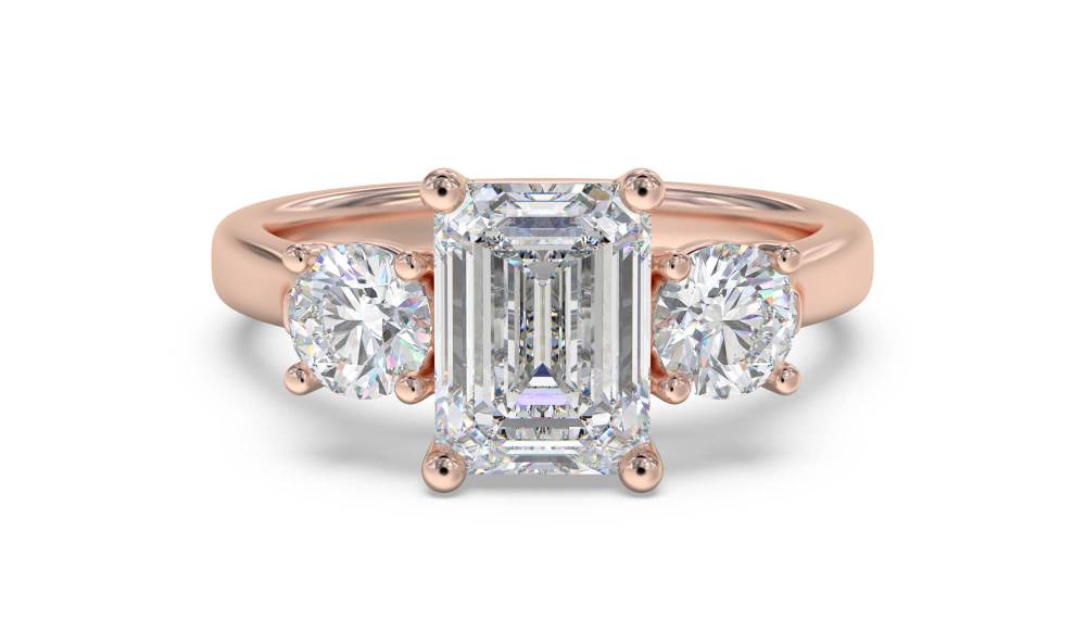 Classic Emerald & Round Diamond Trilogy Ring Image