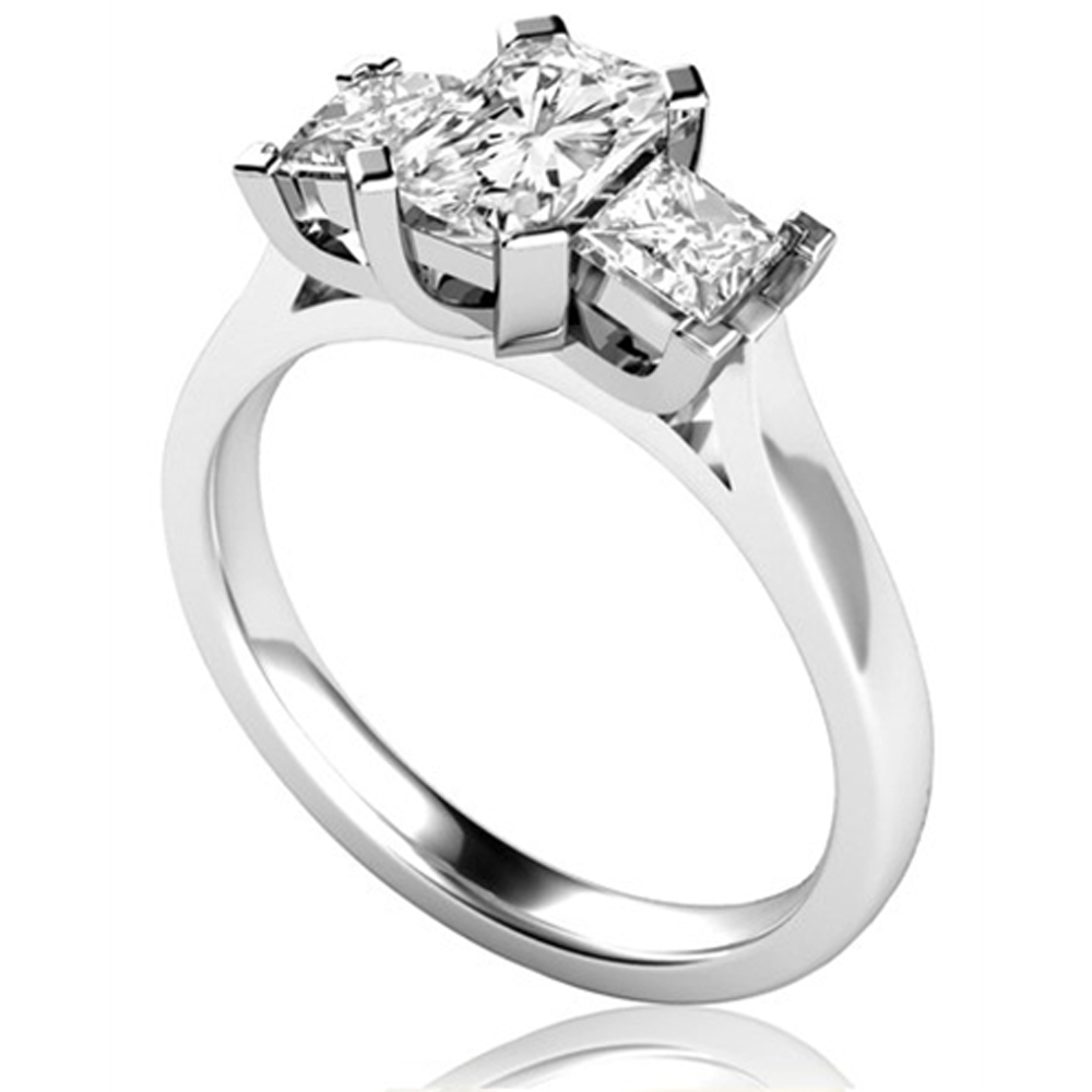 Classic Radiant And Princess Diamond Trilogy Ring Image