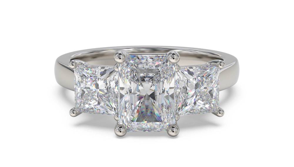 Simple Radiant & Princess Diamond Trilogy Ring Image